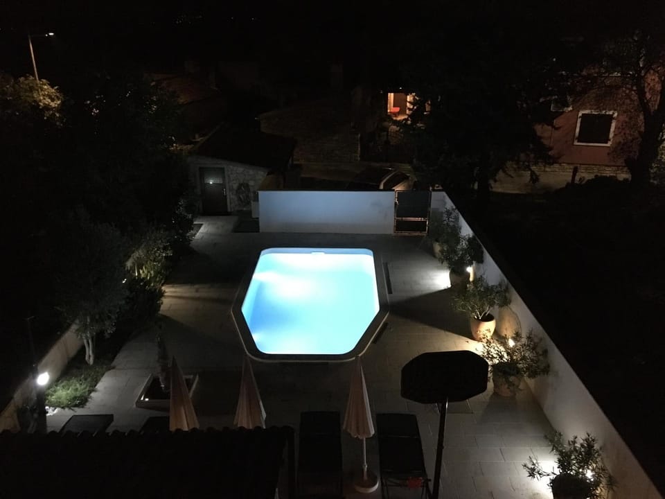 Patio, Night, Pool view