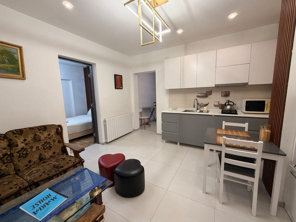 Kitchen or kitchenette, stove