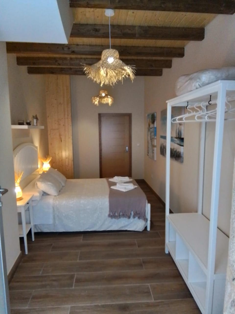 Bed, Photo of the whole room, Bedroom, towels, wardrobe