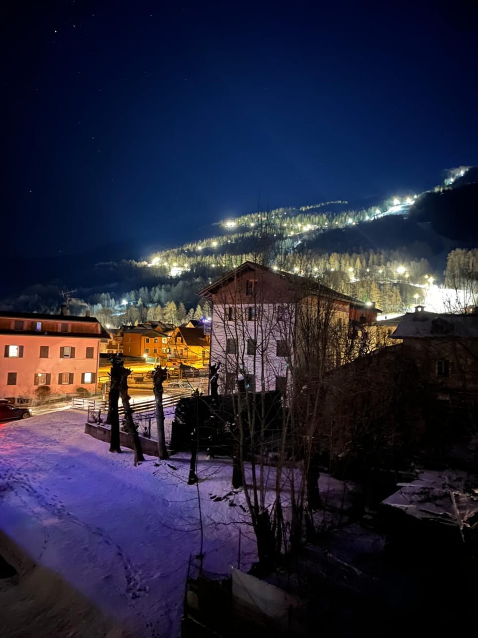 Night, Natural landscape, Winter, Mountain view