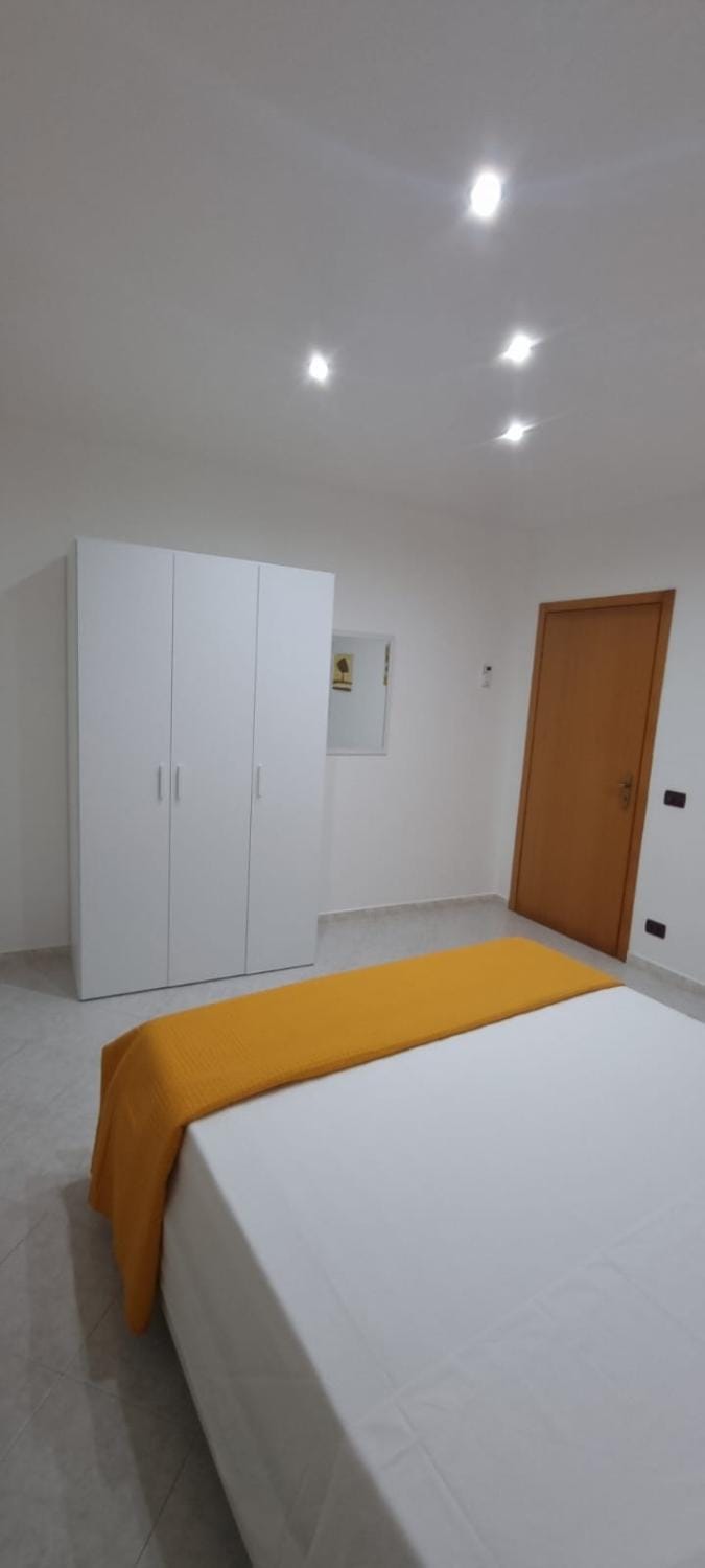 Bed, wardrobe