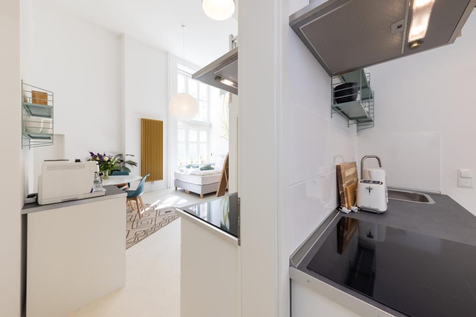 Kitchen or kitchenette, stove