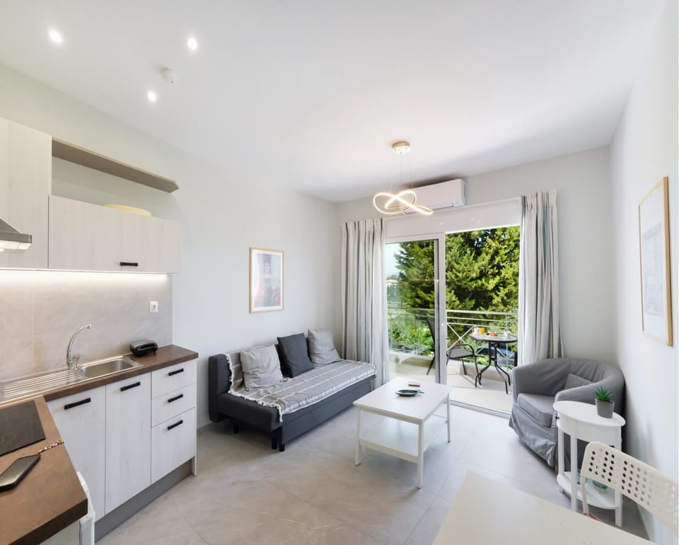 Balcony/Terrace, Kitchen or kitchenette, Living room, Seating area, air conditioner