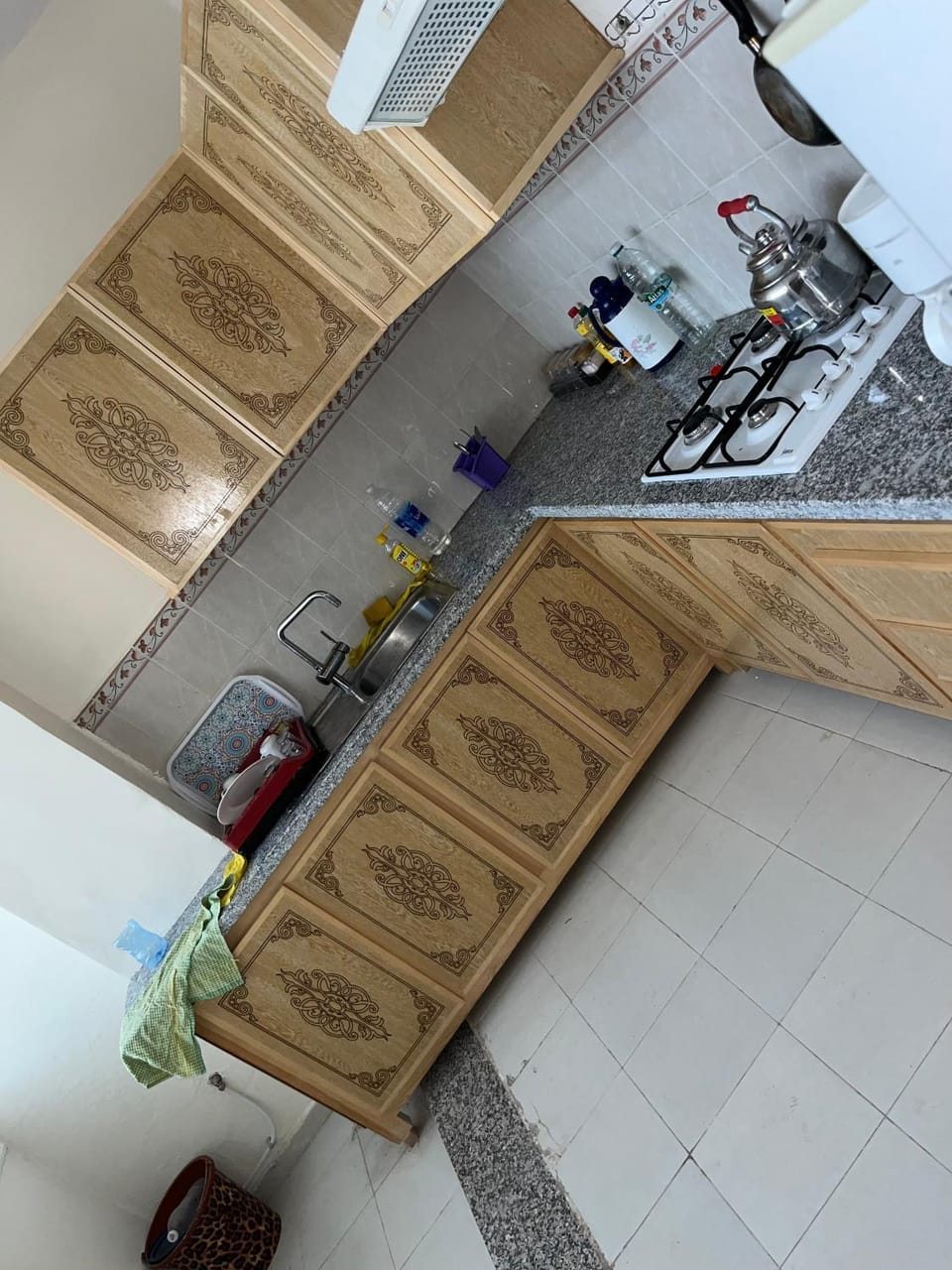 Kitchen or kitchenette, stove