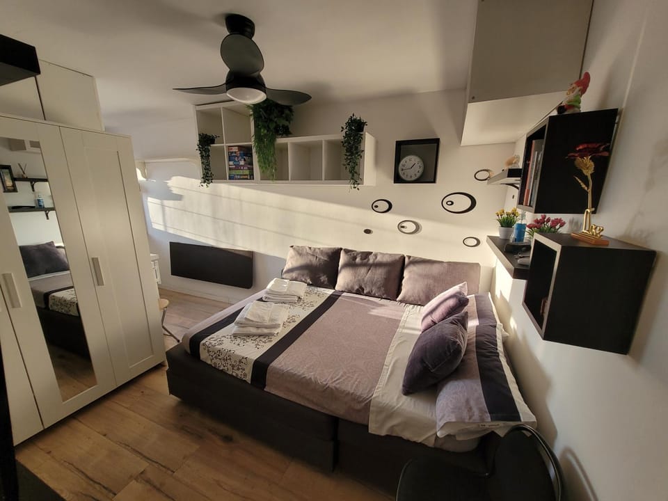 Bed, Living room, Photo of the whole room, Bedroom, towels