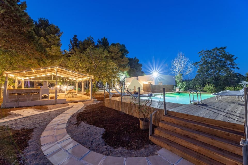 Night, Pool view, Swimming pool
