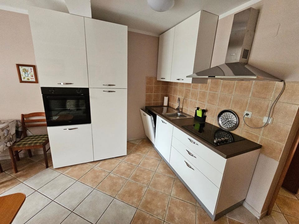 Kitchen or kitchenette, dishwasher, oven, stove