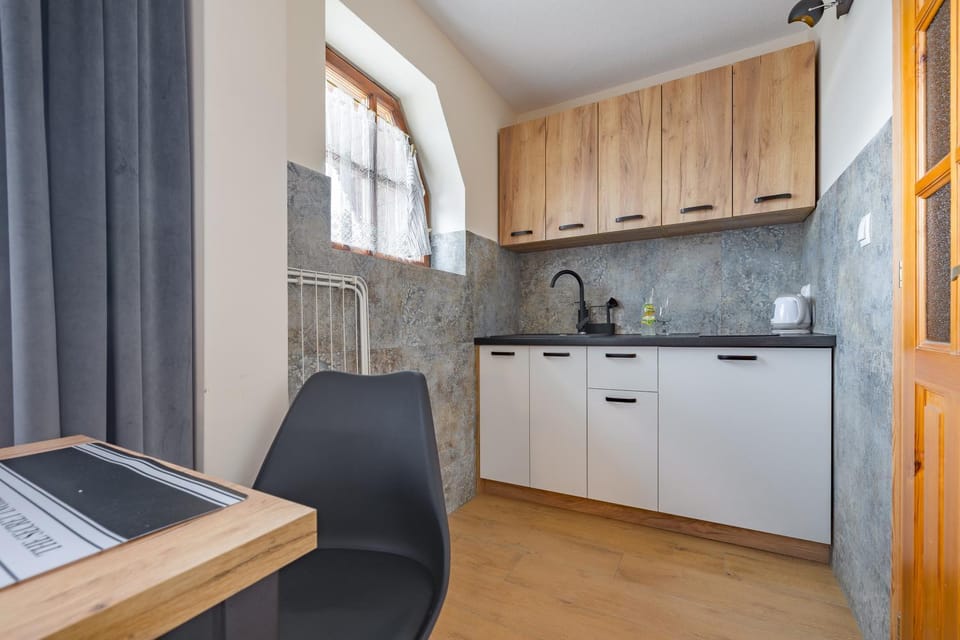 Kitchen or kitchenette, stove