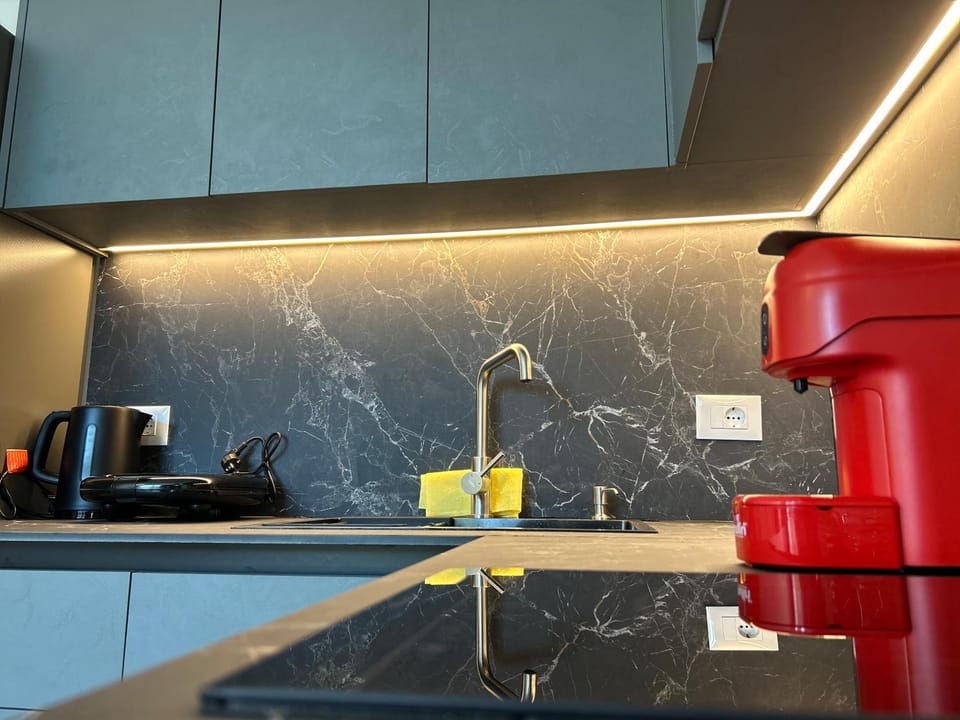 Coffee/tea facilities, Kitchen or kitchenette, stove, toaster