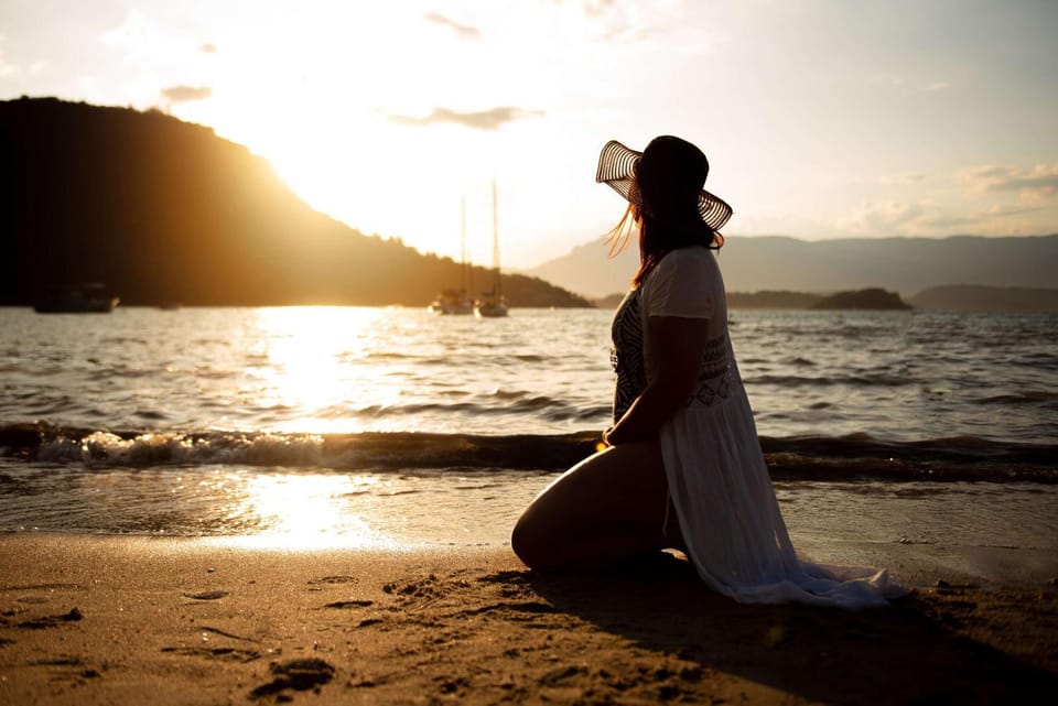 Natural landscape, Beach, Mountain view, Sea view, Sunset