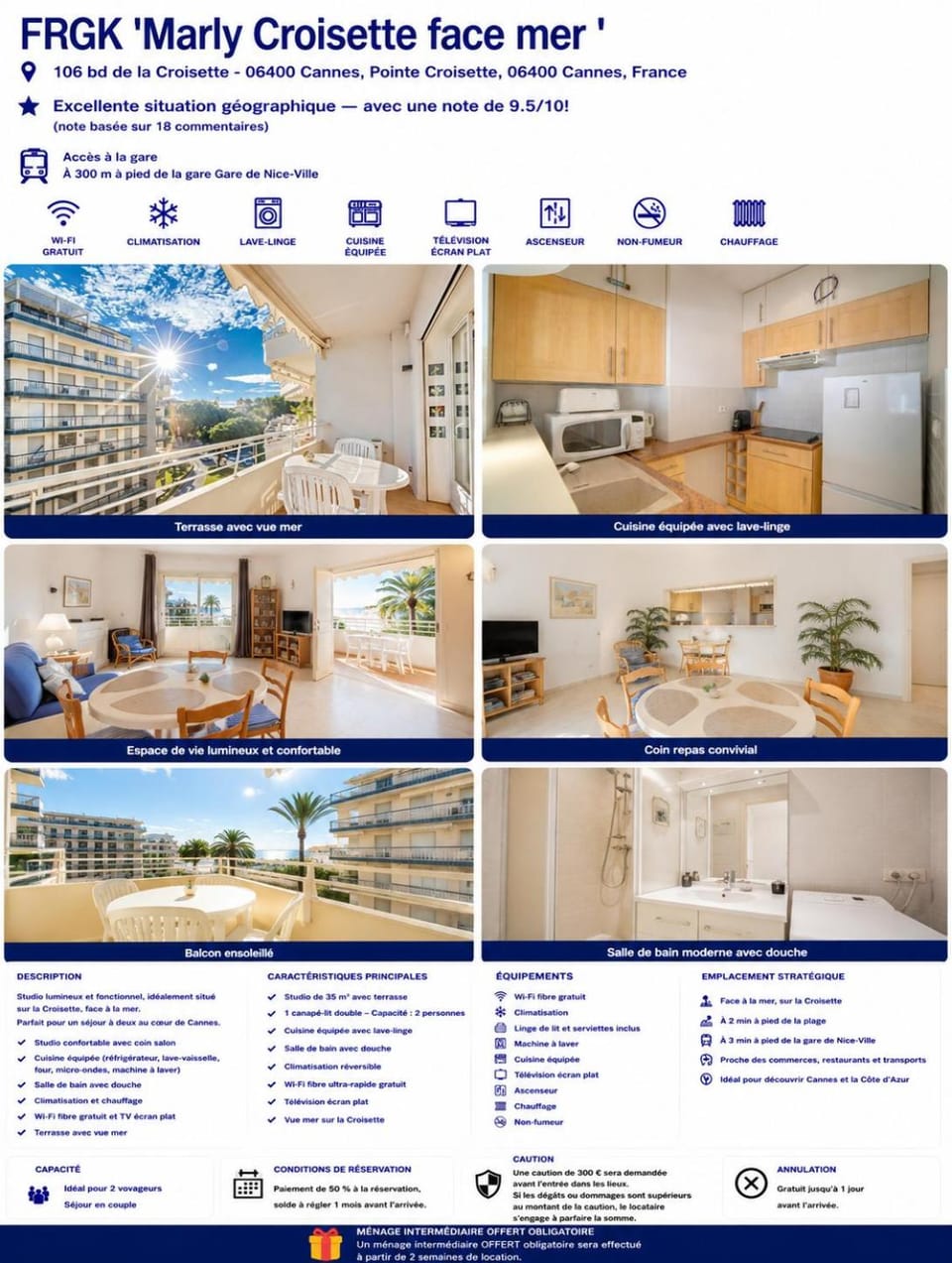 FRGK 'Marly Croisette face mer ' Apartment in Cannes