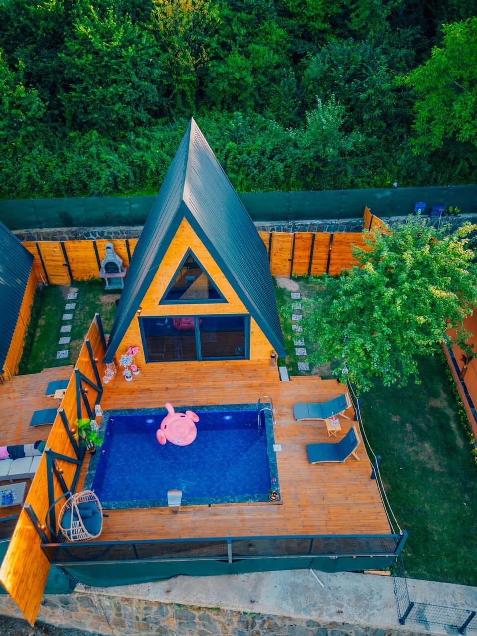 Patio, Natural landscape, Garden, Garden view, Pool view, Swimming pool, sunbed
