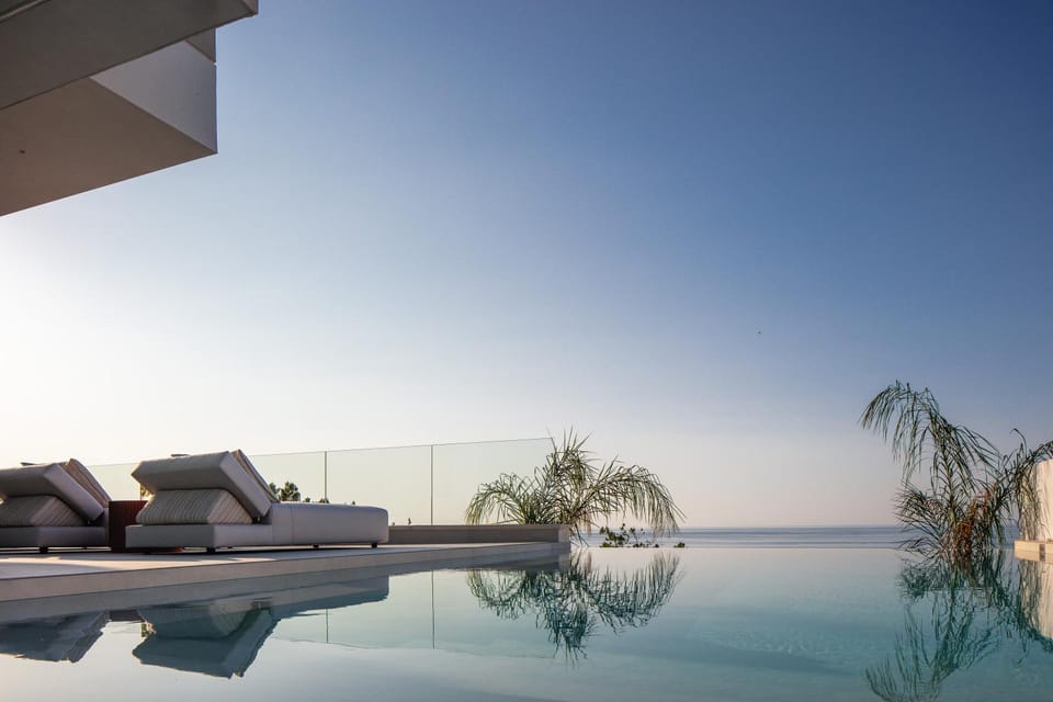 Swimming pool, Sunset, sunbed