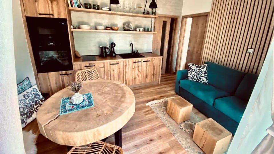 Kitchen or kitchenette, Living room, Dining area