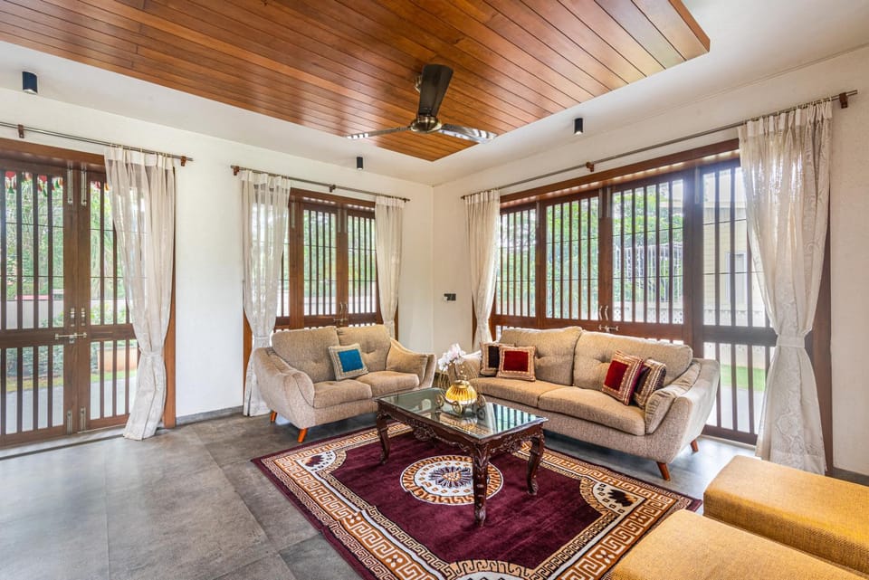 TV and multimedia, Living room, Seating area, Dining area, Pool view, fireplace