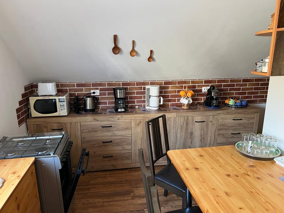 Kitchen or kitchenette, Dining area, oven, stove, toaster