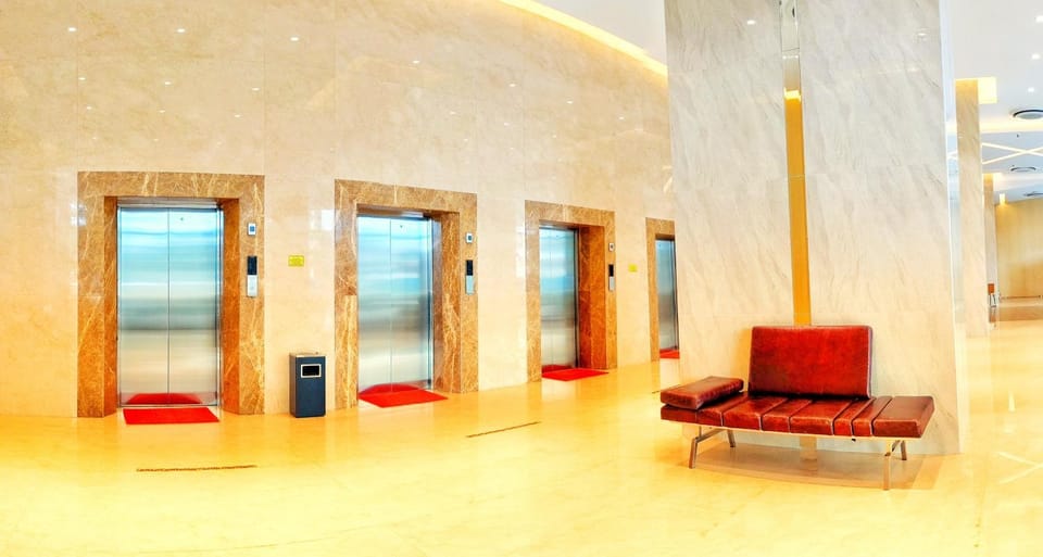 Seating area, elevator