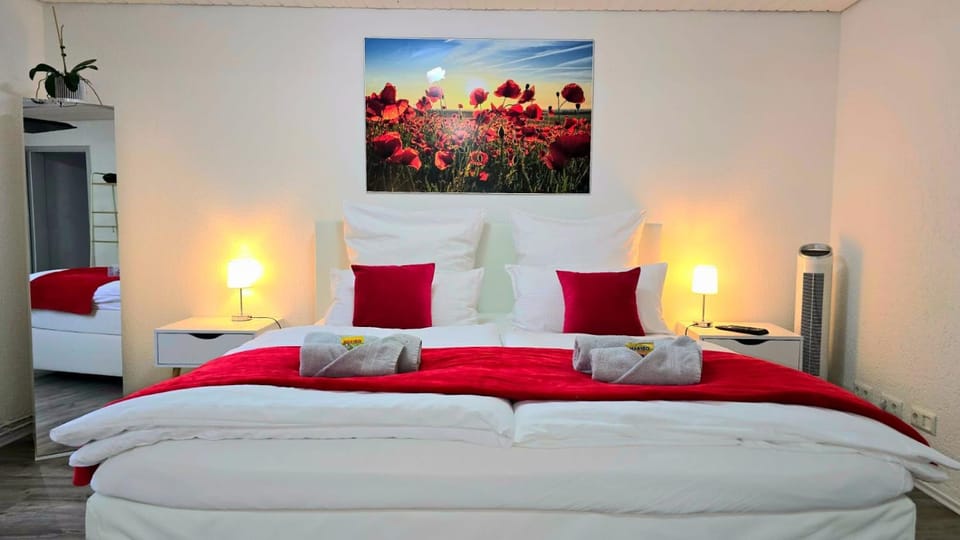 Bed, Bedroom, towels, wardrobe