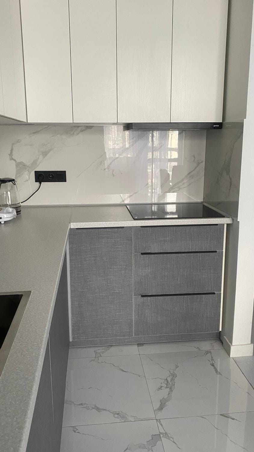 Kitchen or kitchenette, stove