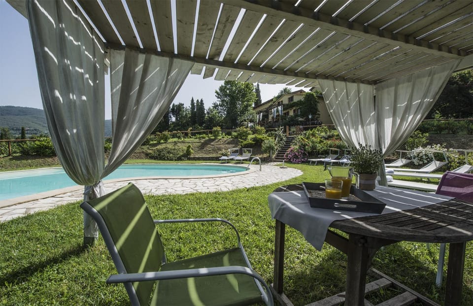 Day, Natural landscape, Garden, Garden view, Pool view, Swimming pool, sunbed
