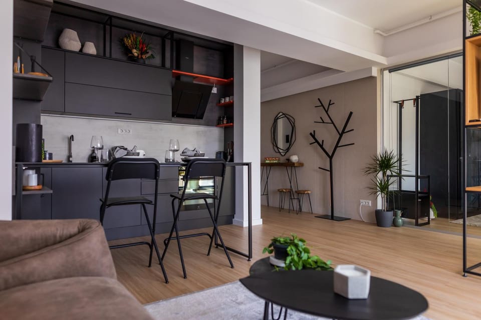 Kitchen or kitchenette, Living room, Dining area