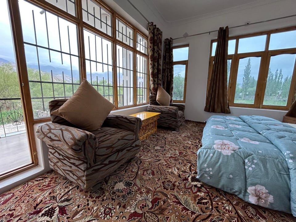 Bed, Natural landscape, Bedroom, Mountain view