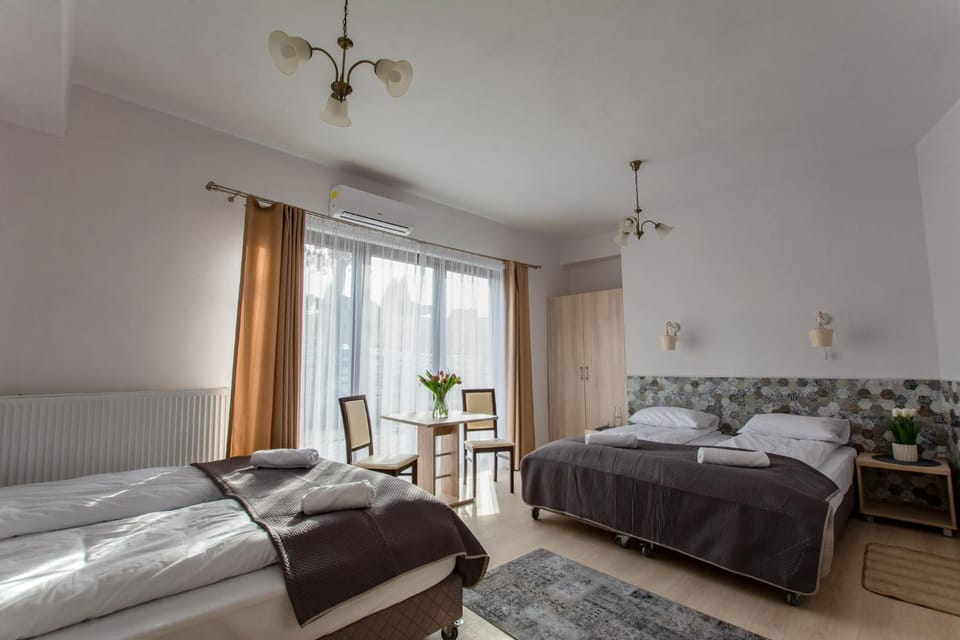 Bed, Photo of the whole room, Bedroom, towels, air conditioner