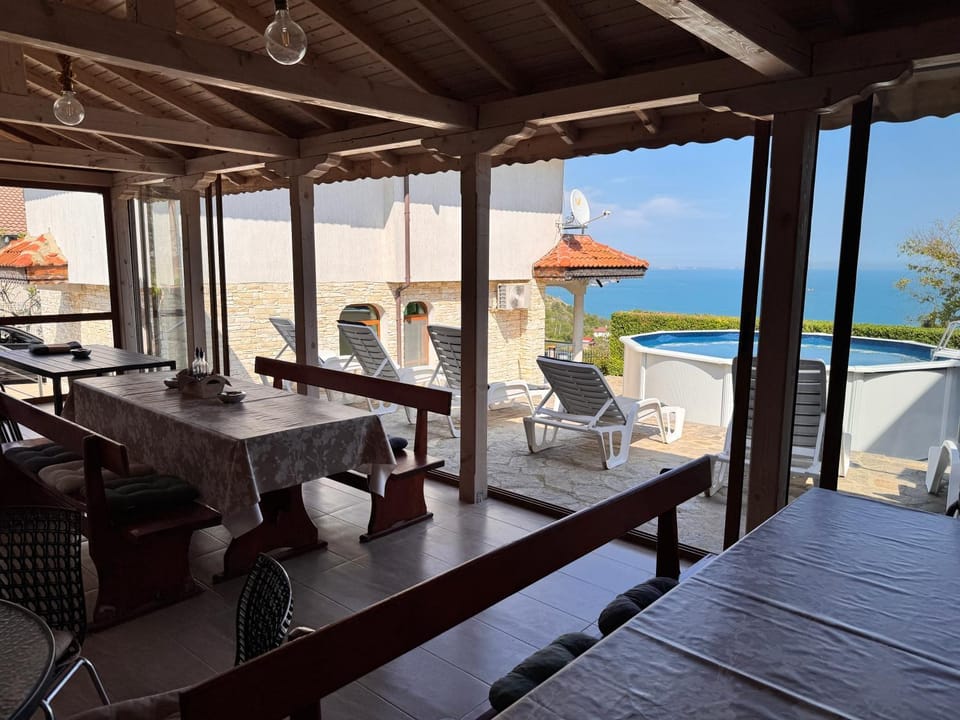 Patio, Balcony/Terrace, Seating area, Pool view, Sea view, Swimming pool