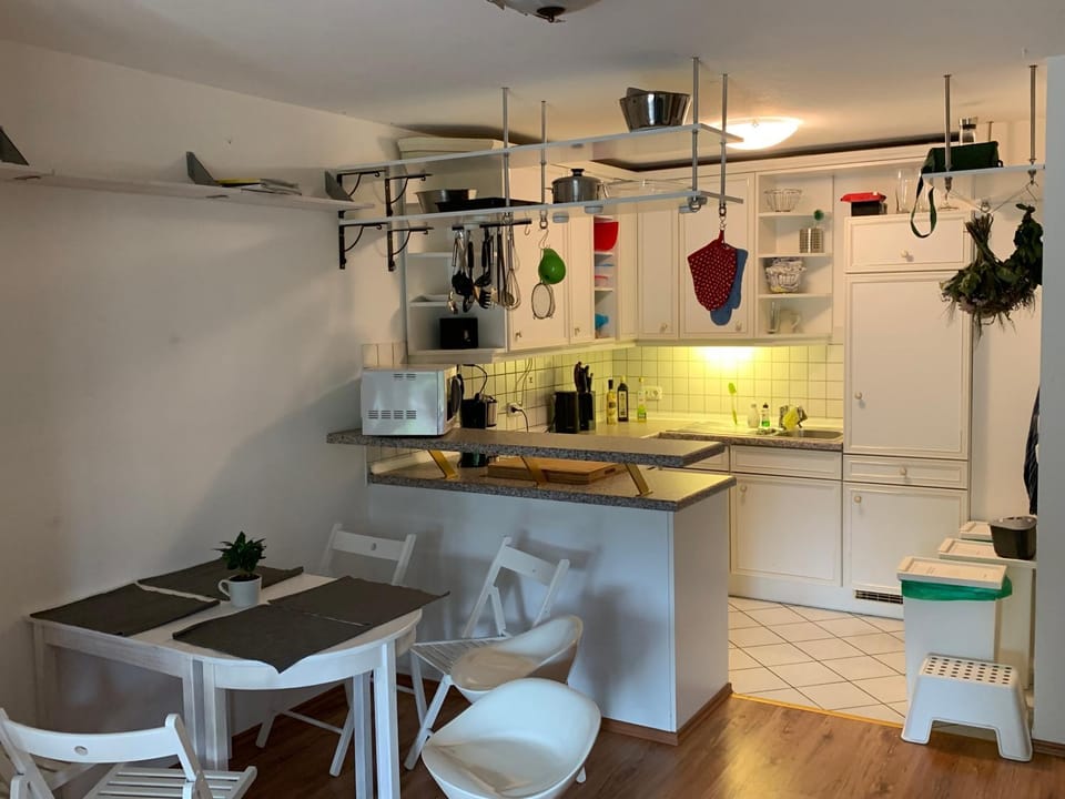 Kitchen or kitchenette, oven, stove