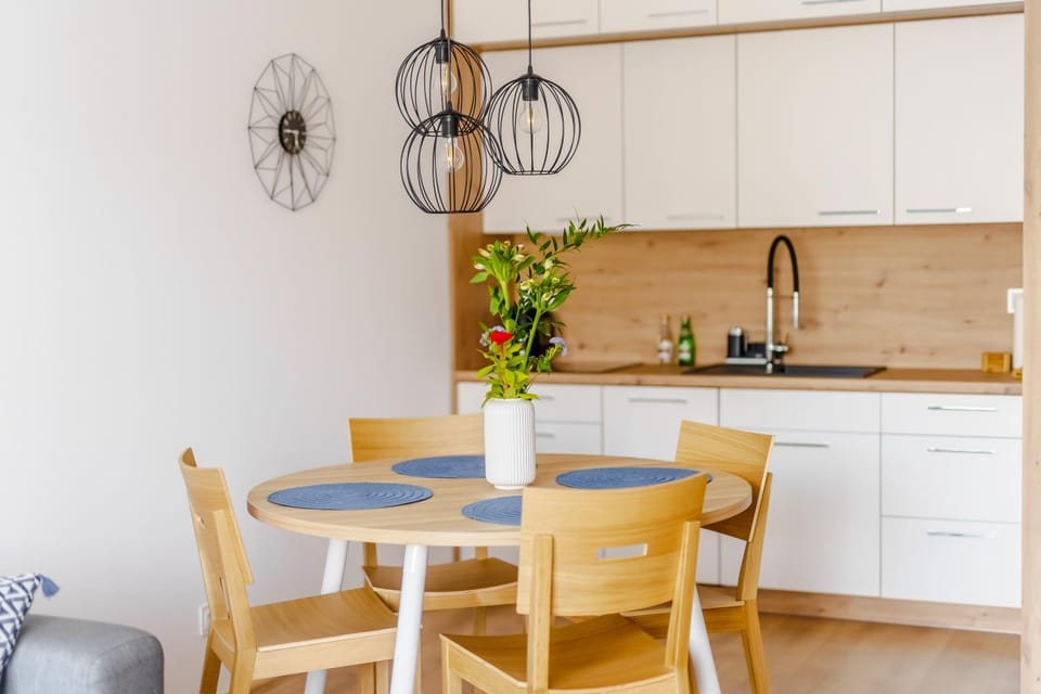 Kitchen or kitchenette, Living room, Seating area, Dining area, stove