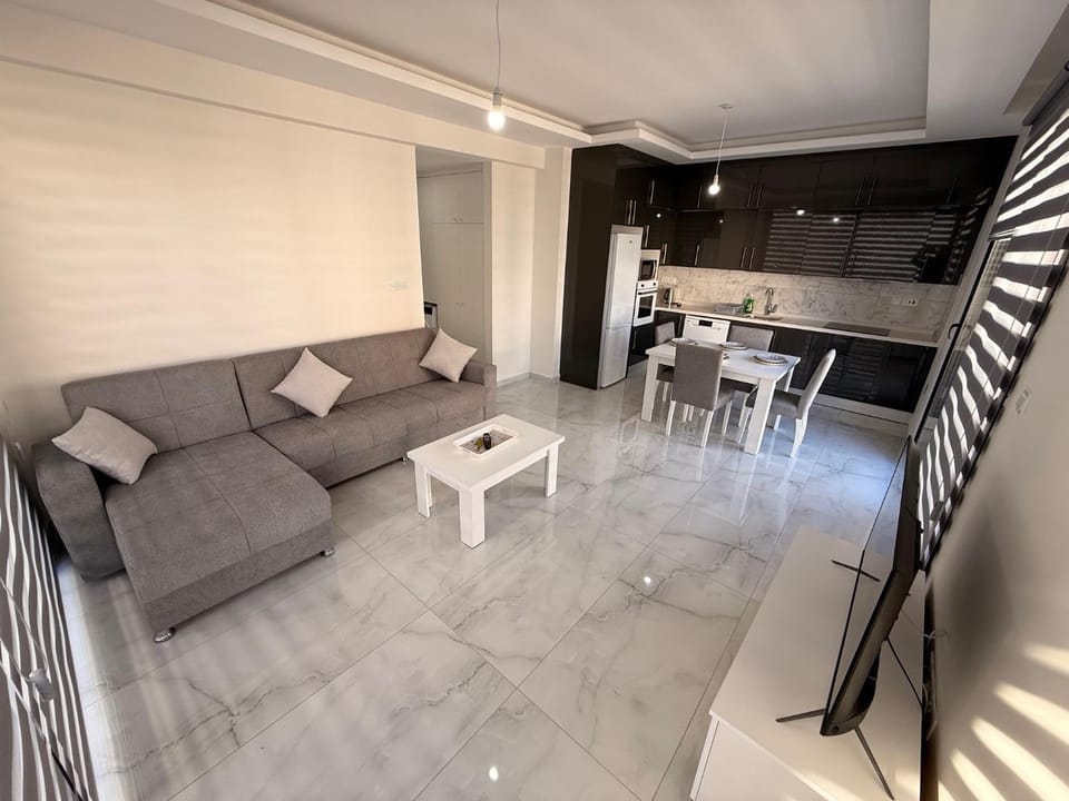 Kitchen or kitchenette, Living room, Seating area, Dining area, stove