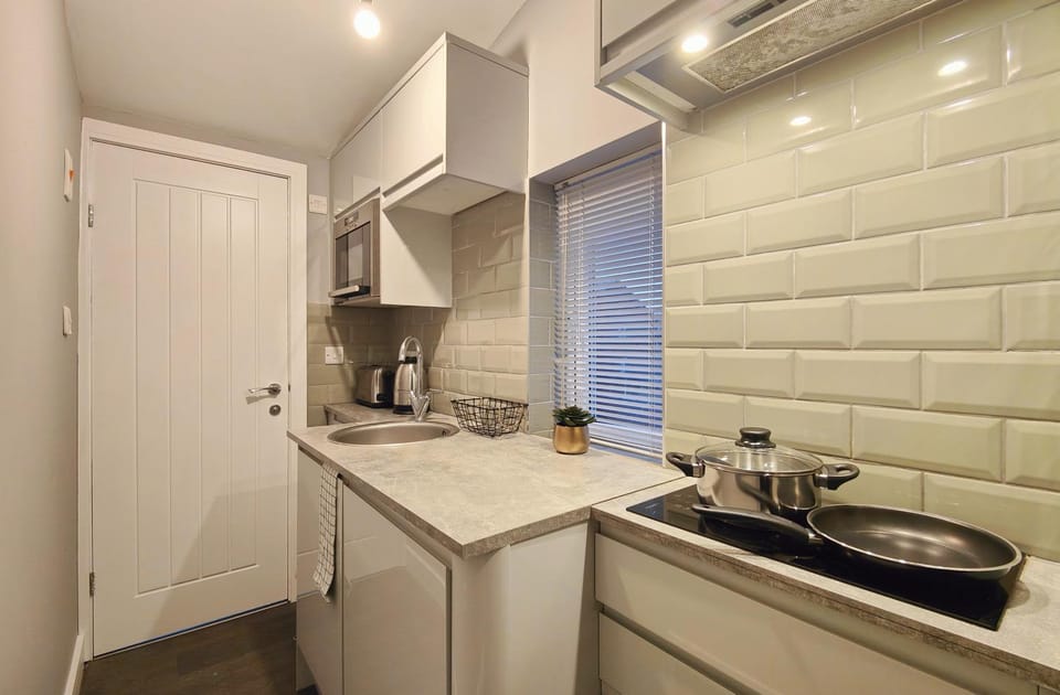 Kitchen or kitchenette, minibar, stove