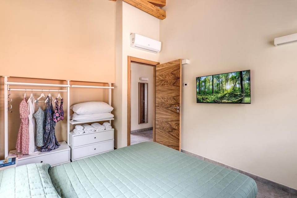 Bed, Photo of the whole room, Bedroom, wardrobe, air conditioner