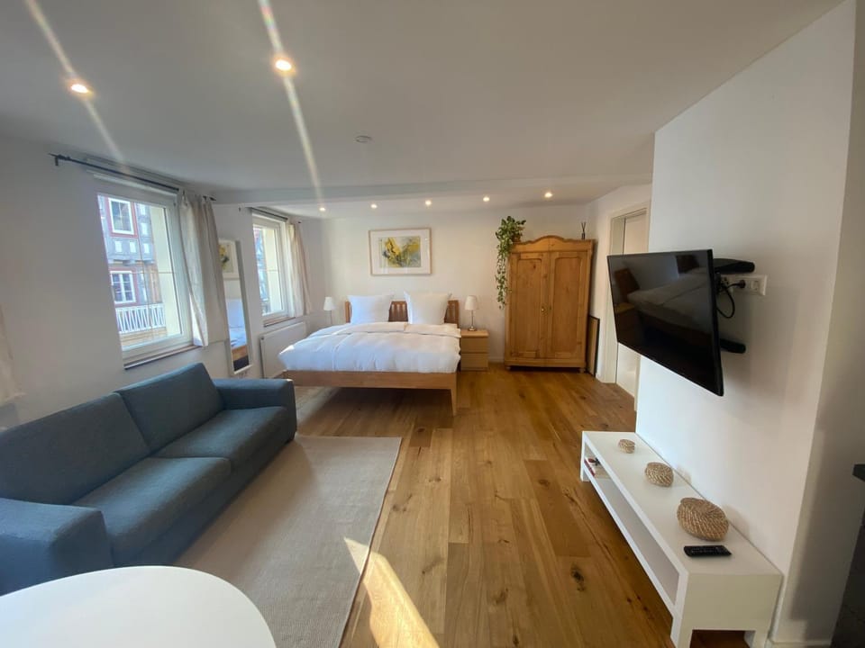 Communal lounge/ TV room, Bed, TV and multimedia, Living room, Photo of the whole room, Bedroom