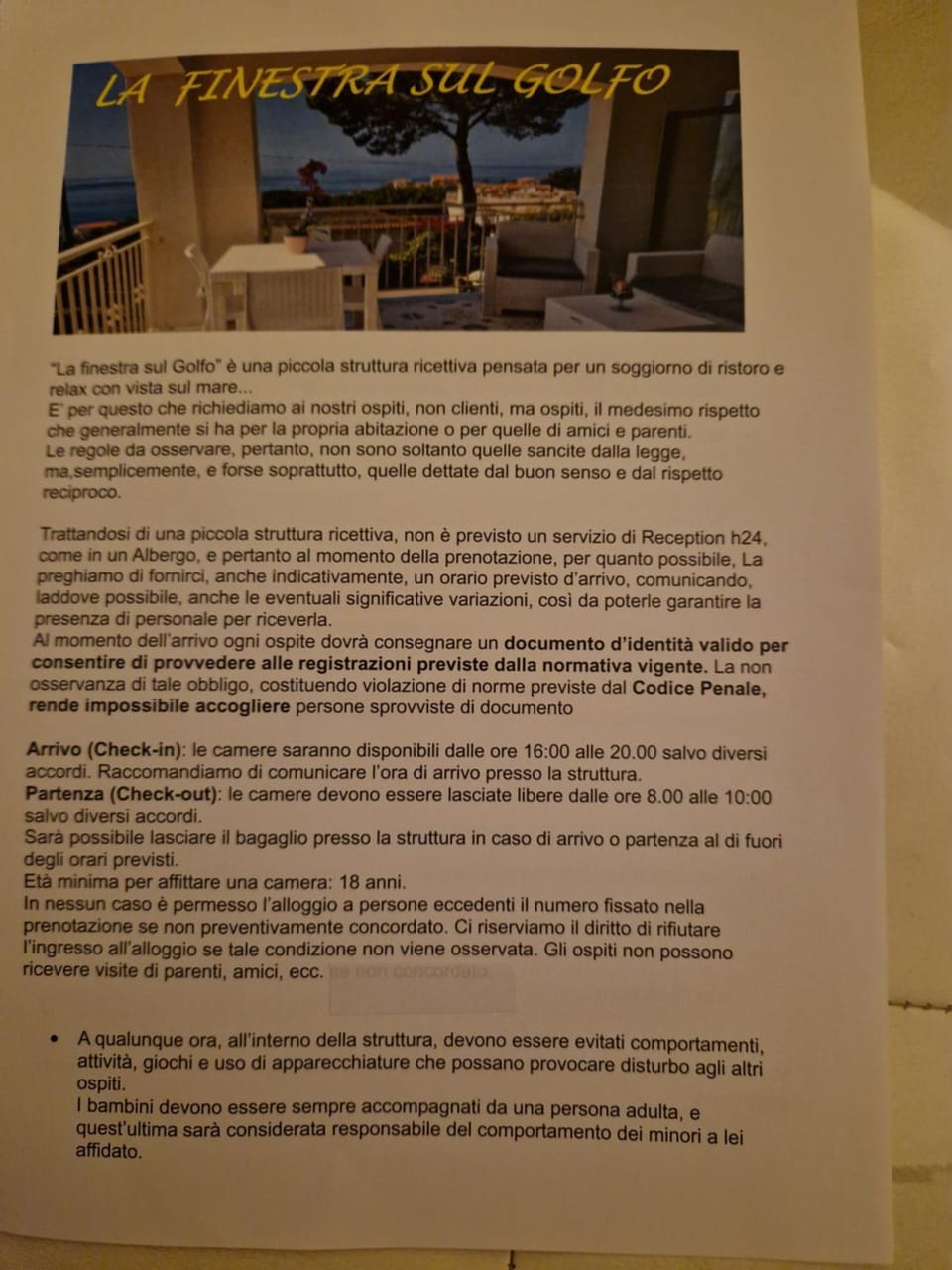 La finestra sul golfo Bed and Breakfast in Basilicata