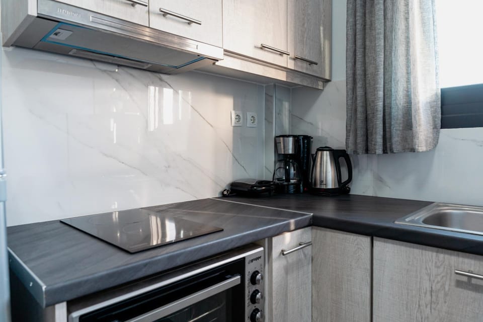 Kitchen or kitchenette, stove