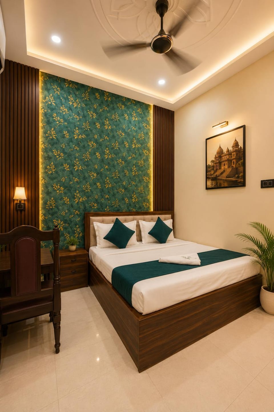 Bed, Photo of the whole room, Bedroom, fireplace