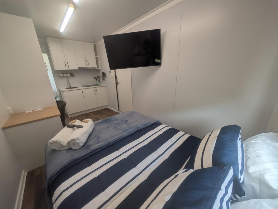 Bed, TV and multimedia, Kitchen or kitchenette, Photo of the whole room, Bedroom, towels