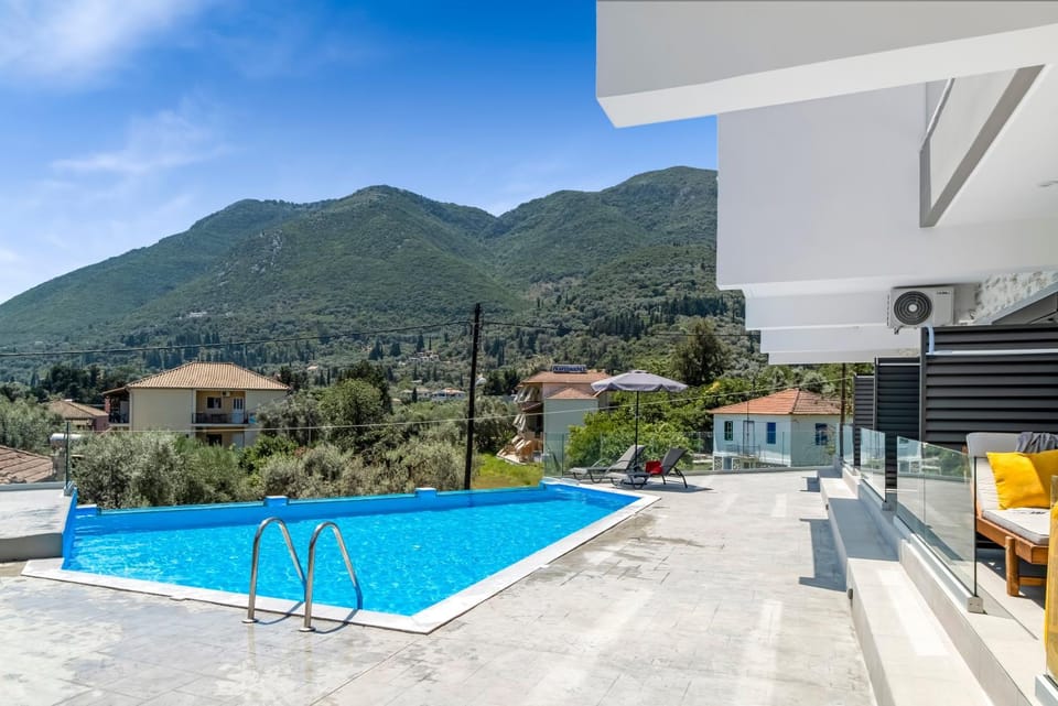 Property building, Living room, Swimming pool
