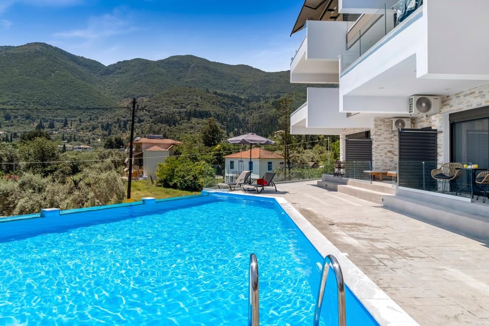 Property building, Living room, Swimming pool