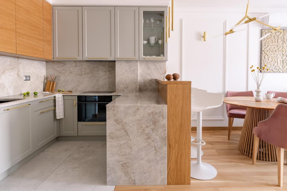 Kitchen or kitchenette, Living room, Seating area, Dining area, dishwasher, oven, stove