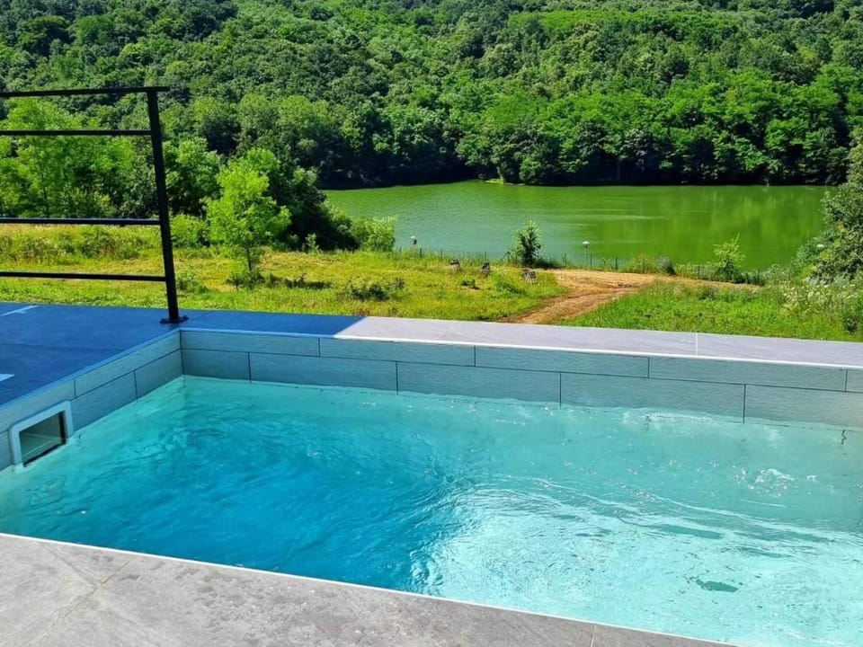 Glamping A frame lake Heated pool Luxury tent in Serbia