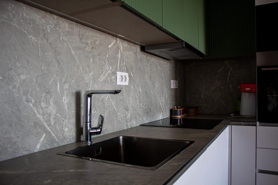 Kitchen or kitchenette, stove