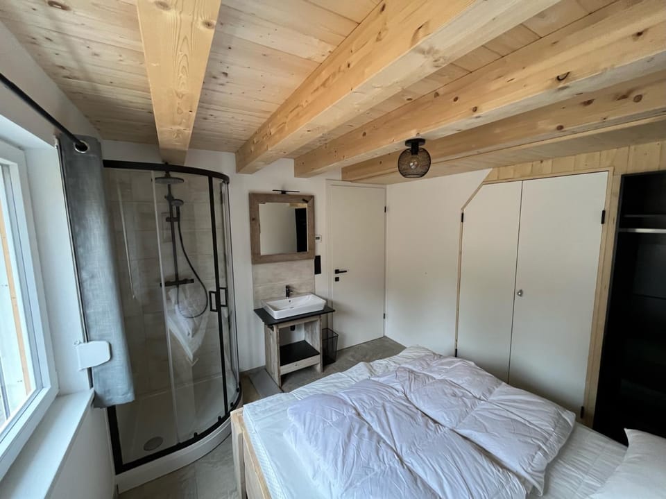 Shower, Bed, Photo of the whole room, Bedroom