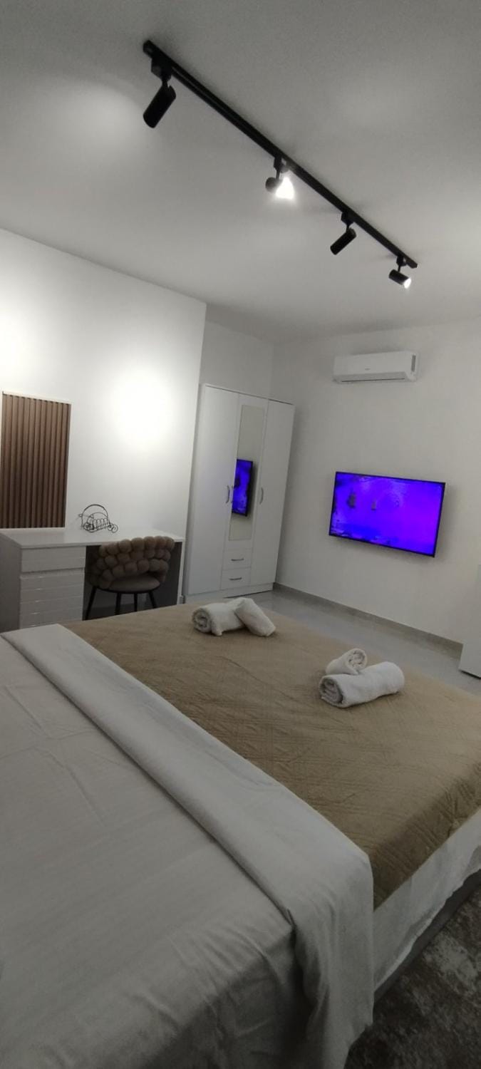 Bed, TV and multimedia, Photo of the whole room, Bedroom, towels, air conditioner