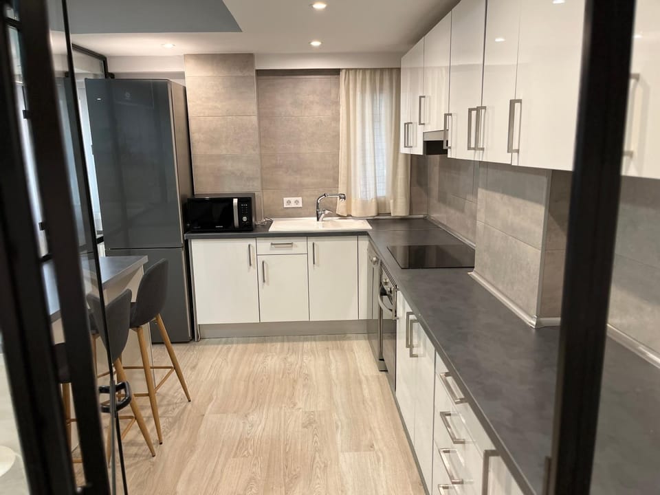 Kitchen or kitchenette, dishwasher, minibar, stove