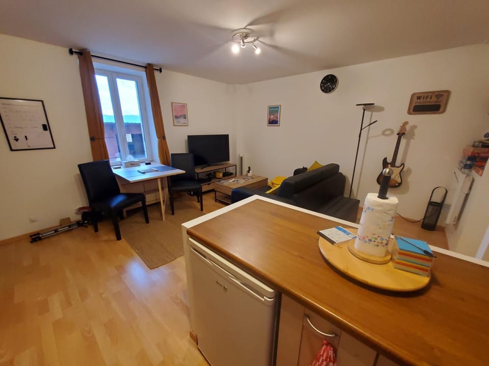 TV and multimedia, View (from property/room), Kitchen or kitchenette, Living room, Seating area, Dining area, Inner courtyard view, fireplace, hair dresser