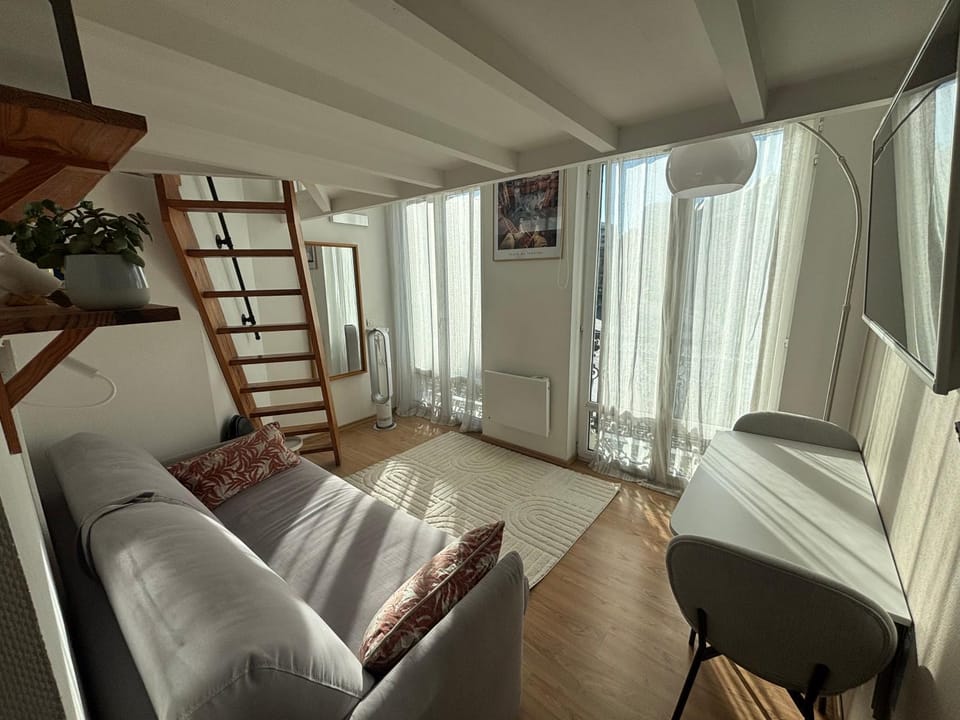 Bed, Living room, Photo of the whole room, Seating area