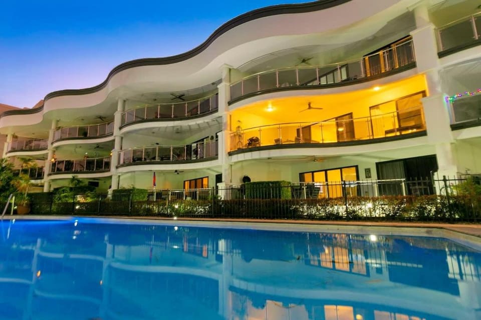 Property building, Night, Pool view, Swimming pool