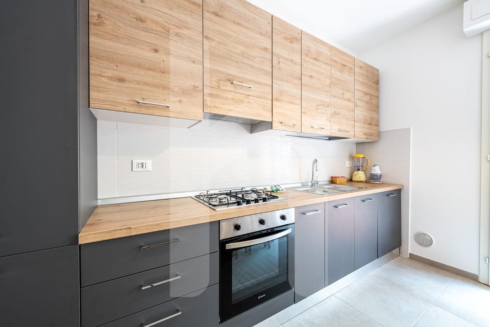 Kitchen or kitchenette, stove